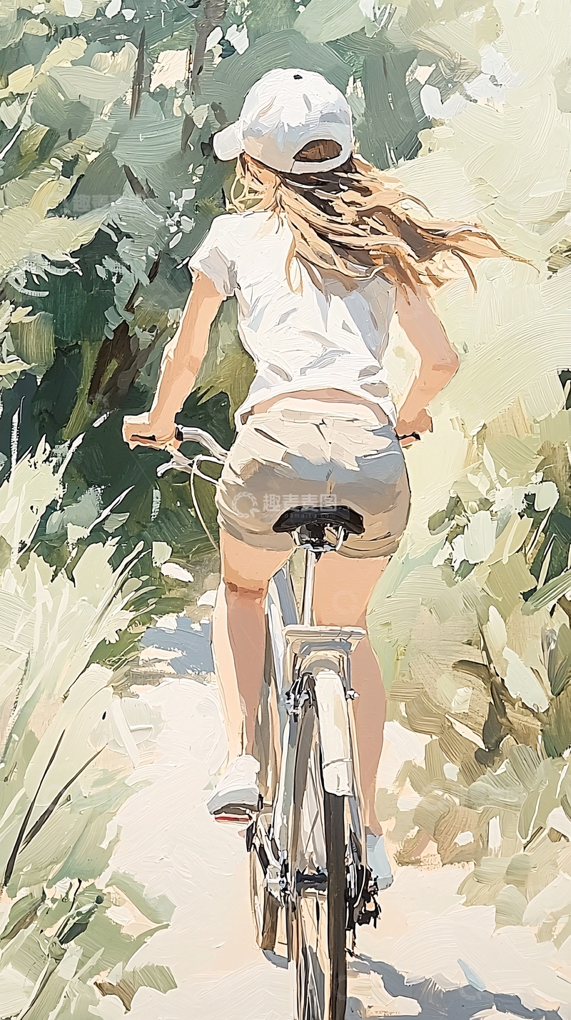 高清大图下载【趣麦麦图】夏日骑行风景画
