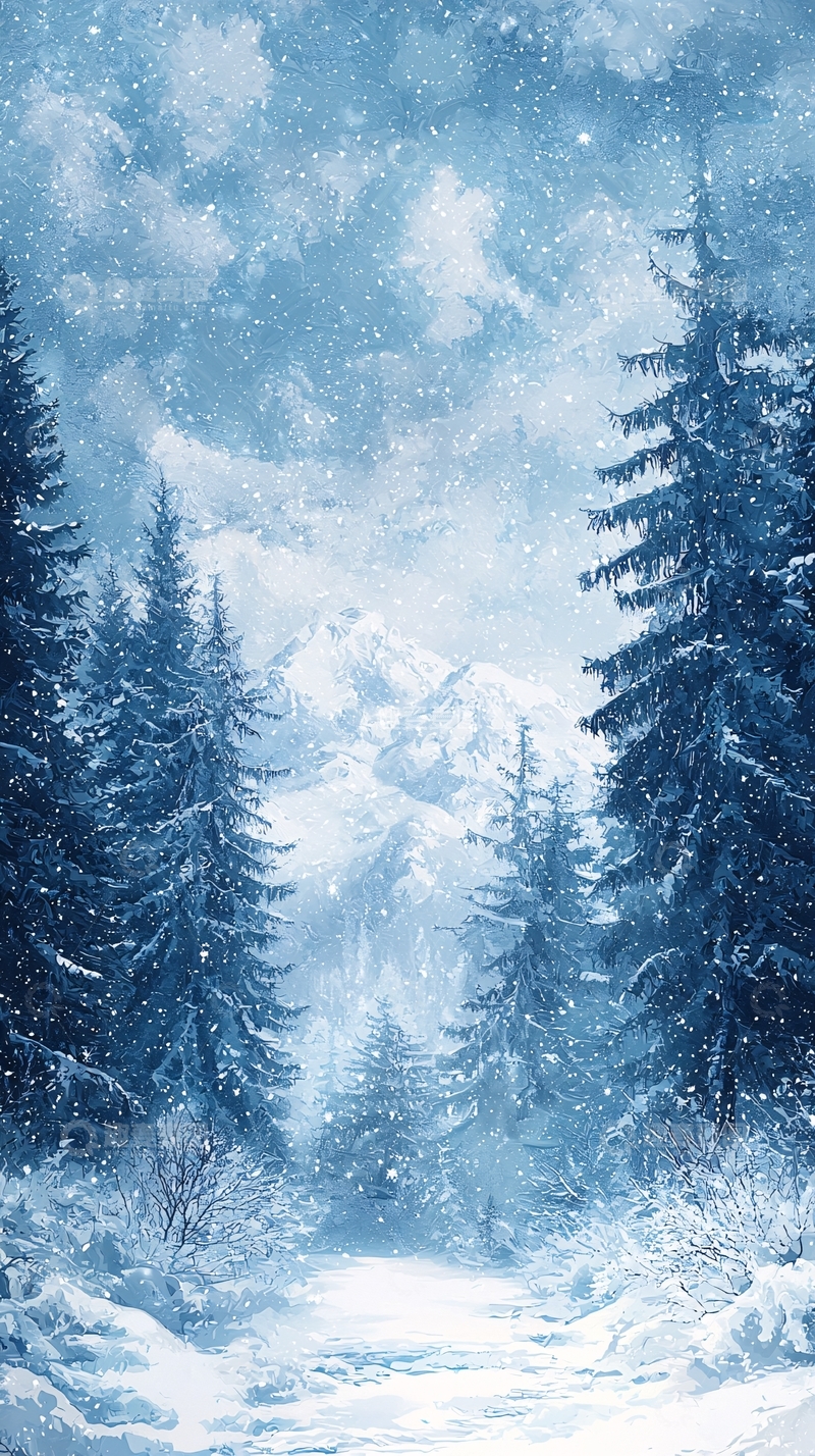 高清大图下载【趣麦麦图】冬日雪景森林小径