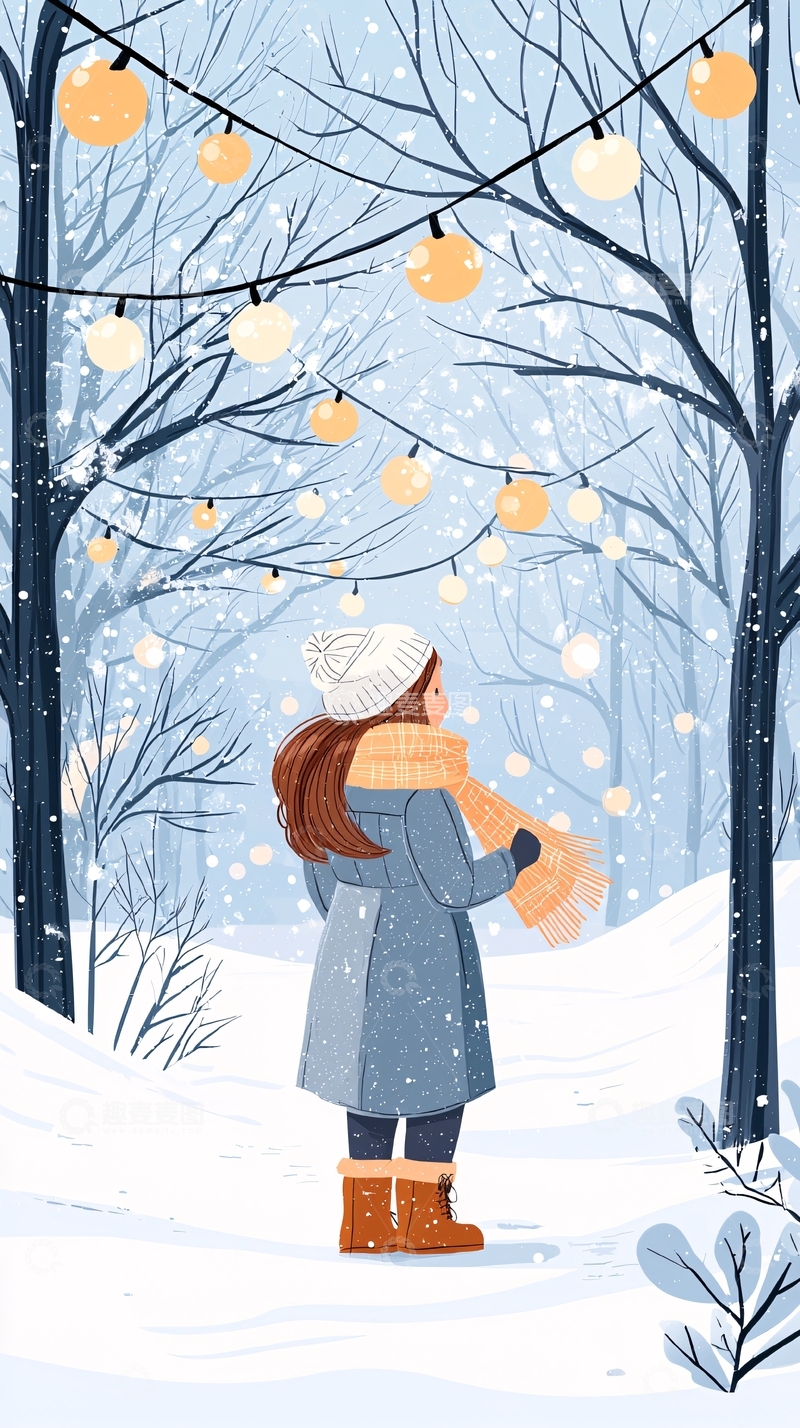 高清大图下载【趣麦麦图】冬日雪景下的温馨场景