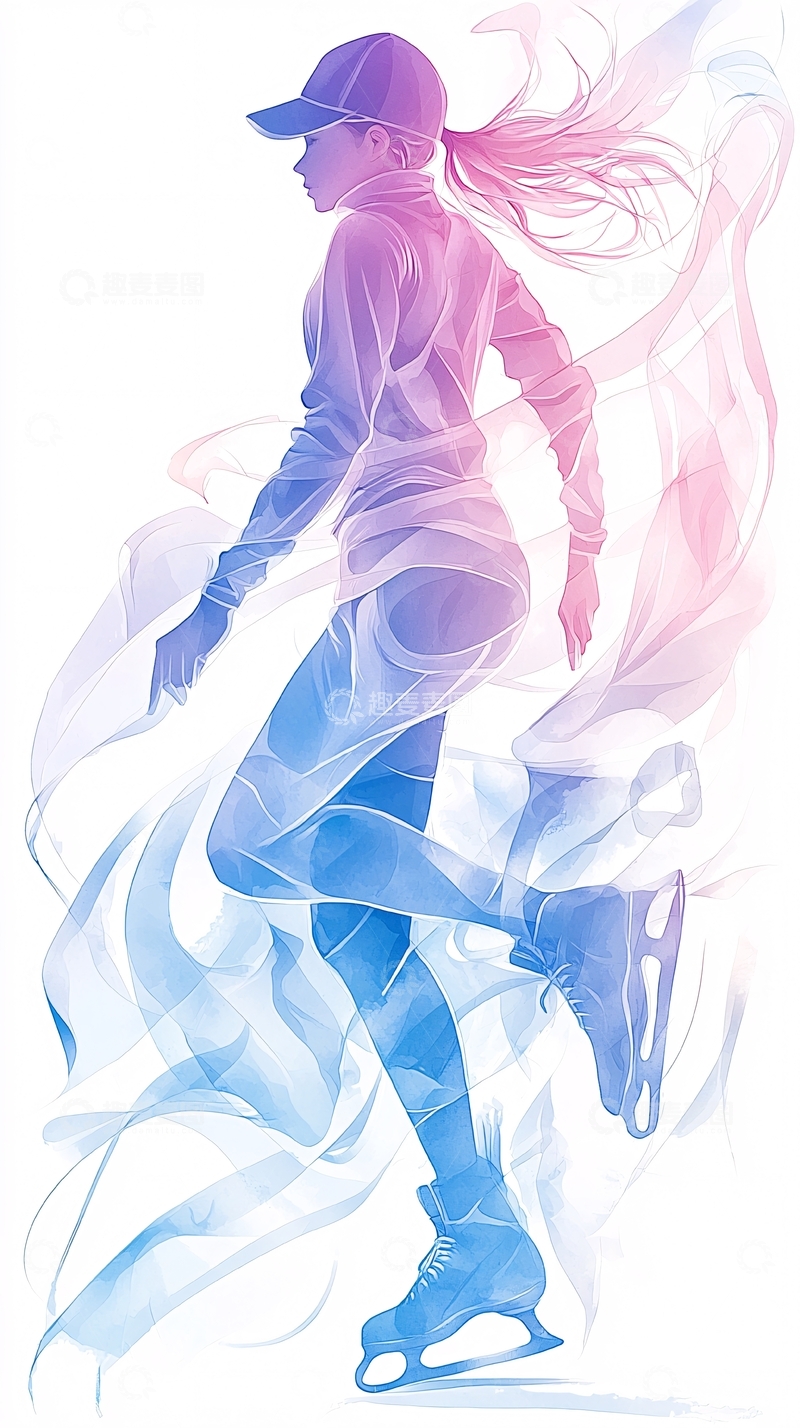 高清大图下载【趣麦麦图】冰上舞者动态姿势插画