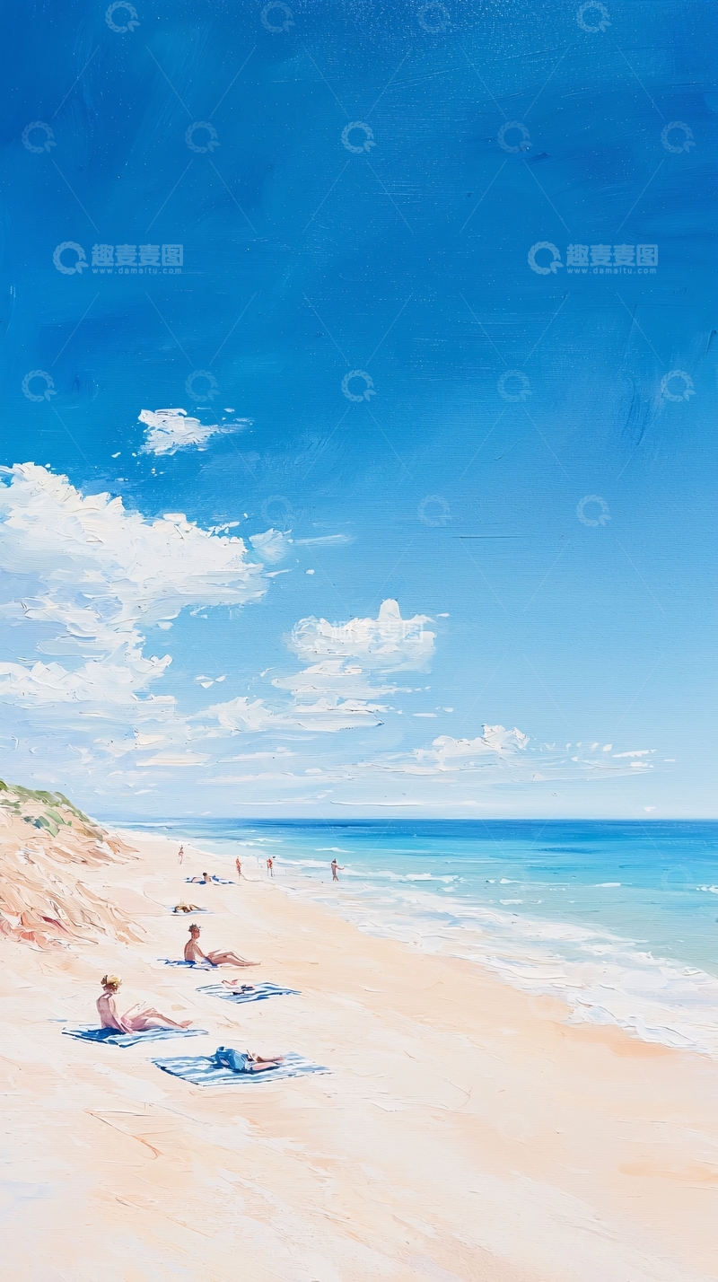高清大图下载【趣麦麦图】夏日海滩悠闲时光