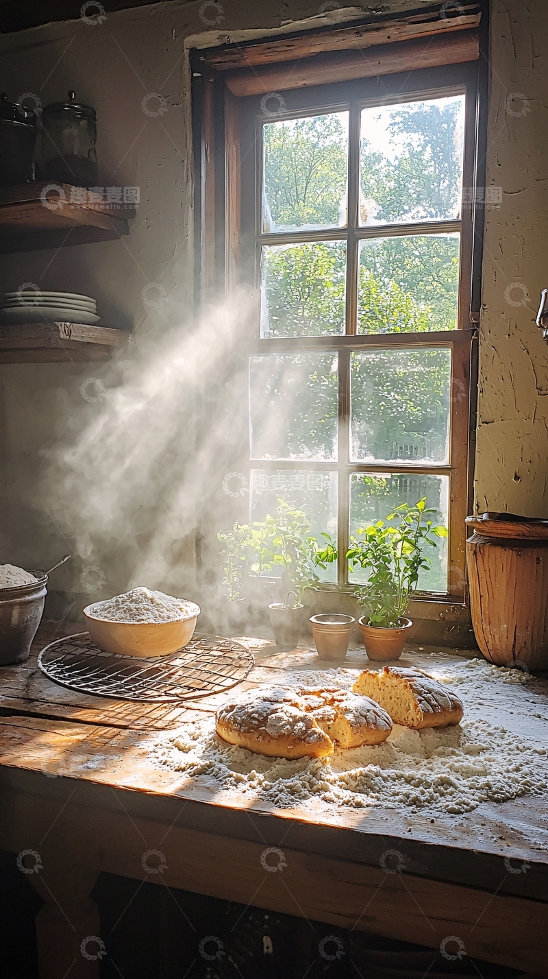 高清大图下载【趣麦麦图】乡村厨房烘焙场景