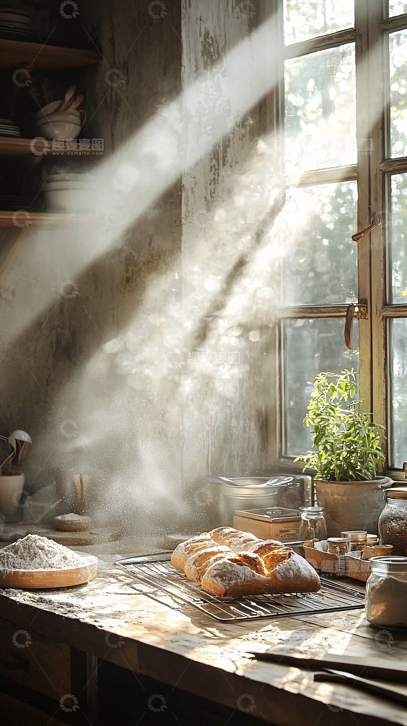 高清大图下载【趣麦麦图】阳光洒满面包房