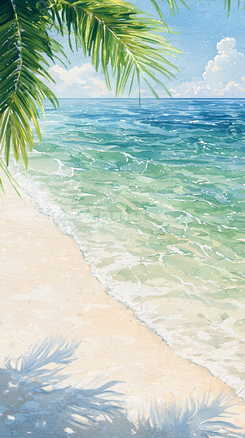 高清大图下载【趣麦麦图】热带海滩风景画