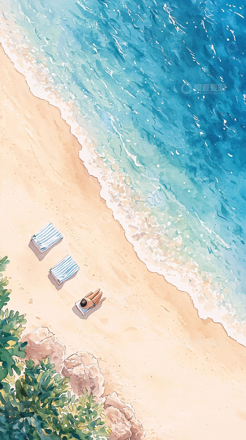 高清大图下载【趣麦麦图】海滩上的宁静时光