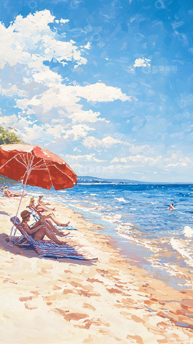 高清大图下载【趣麦麦图】夏日海滩悠闲时光