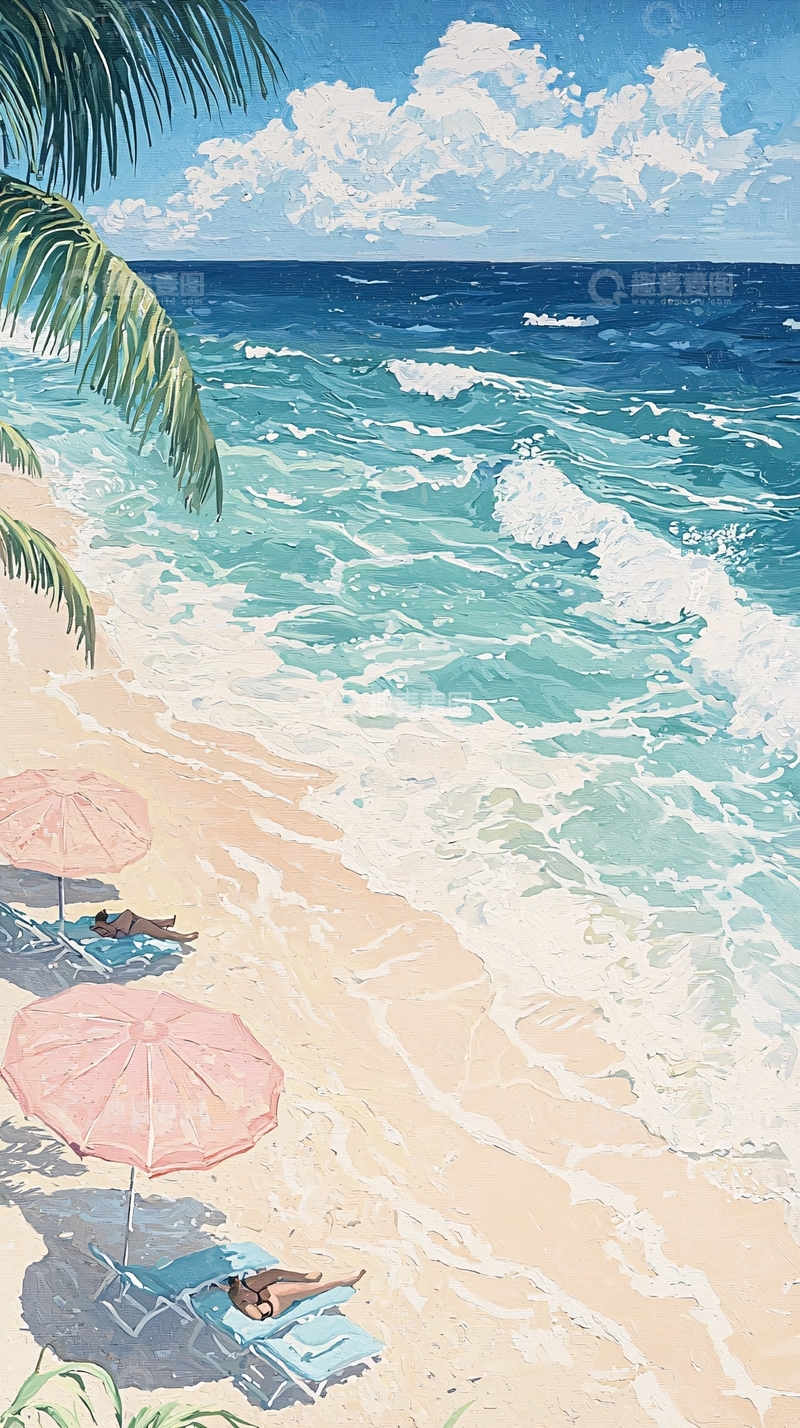 高清大图下载【趣麦麦图】海滩上的悠闲时光