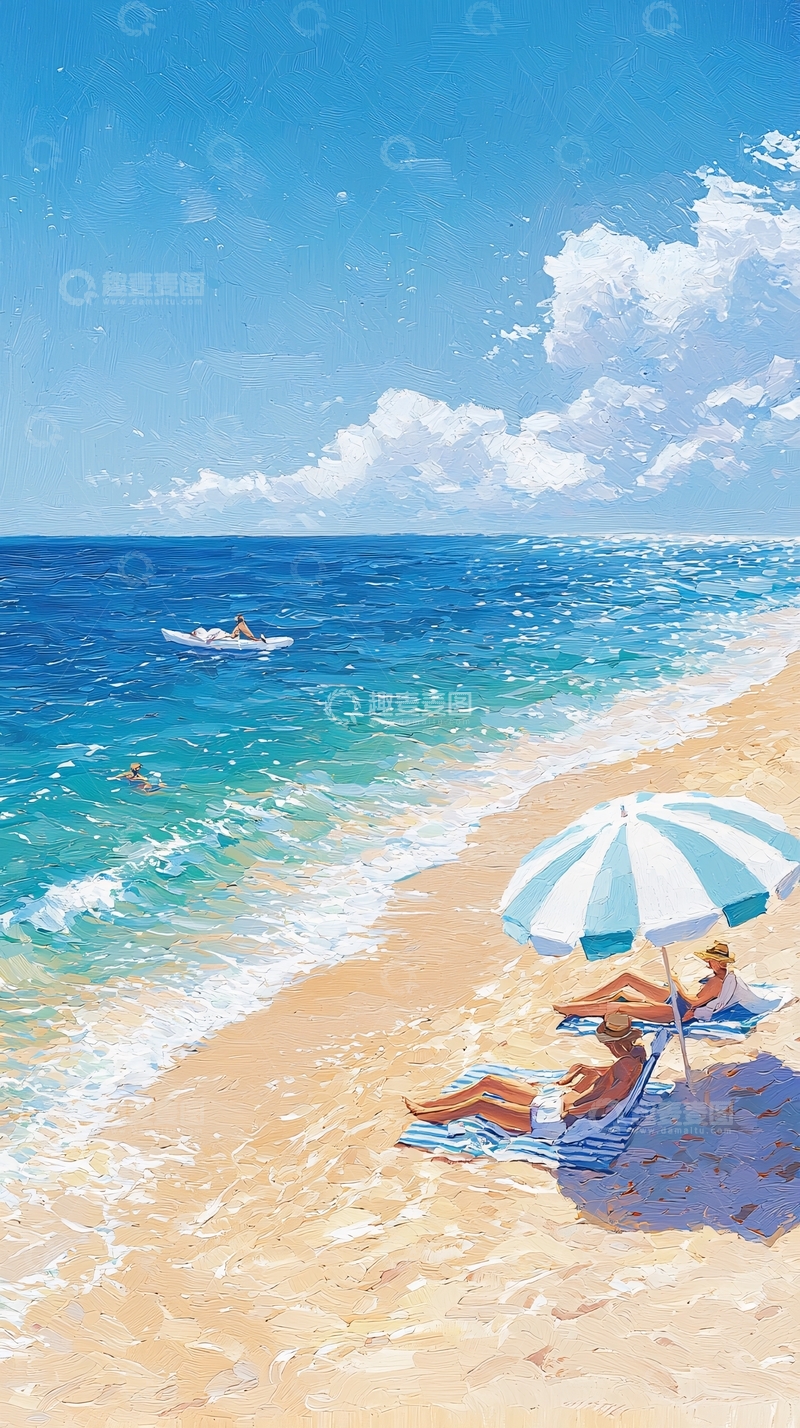 高清大图下载【趣麦麦图】海滩上的悠闲时光