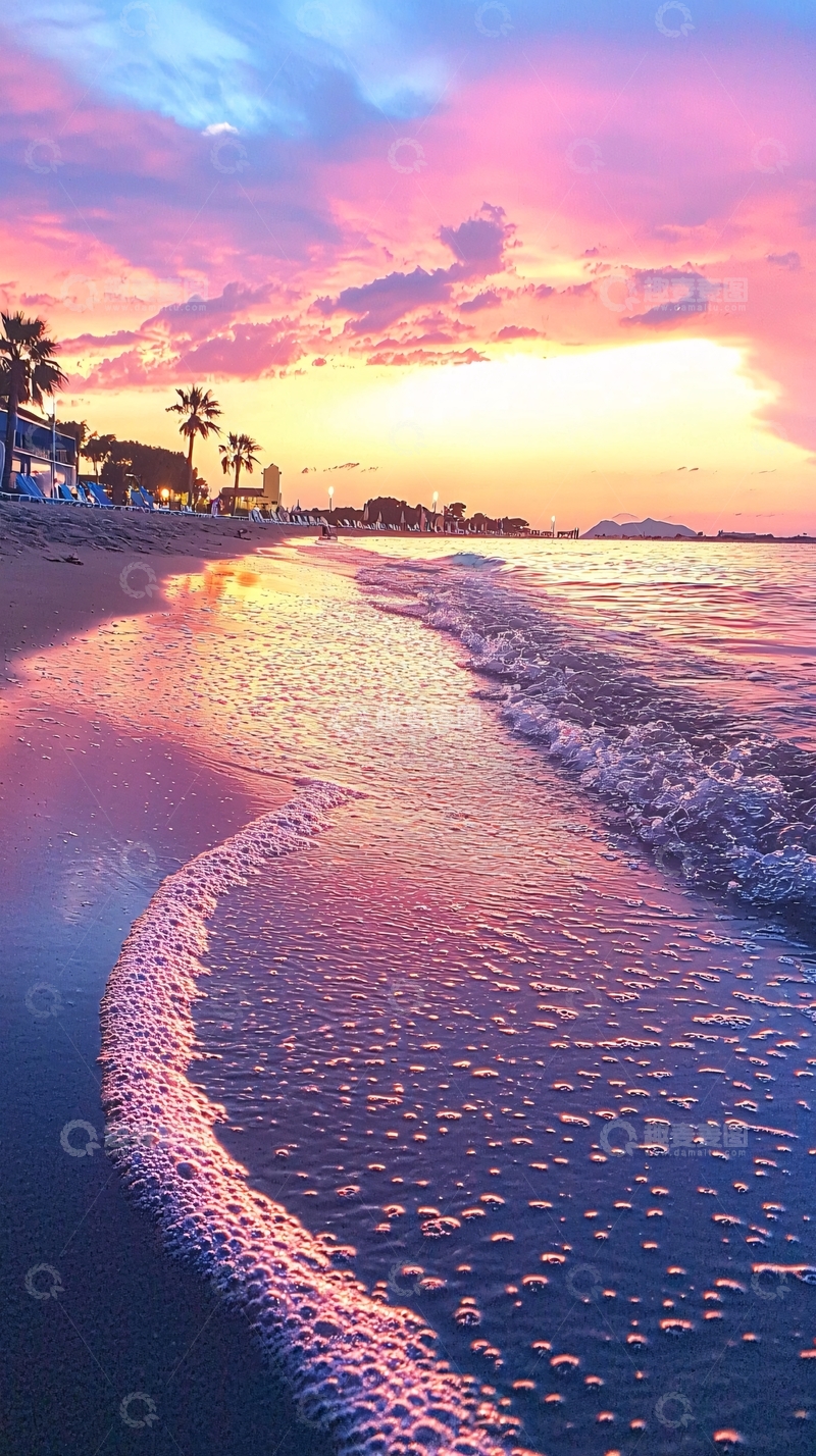 高清大图下载【趣麦麦图】日落海滩沙滩风景