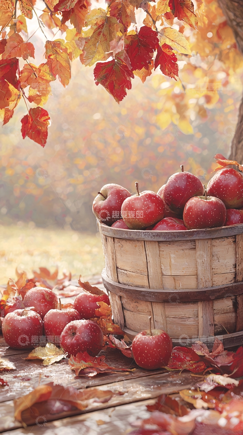高清大图下载【趣麦麦图】秋日丰收苹果篮子