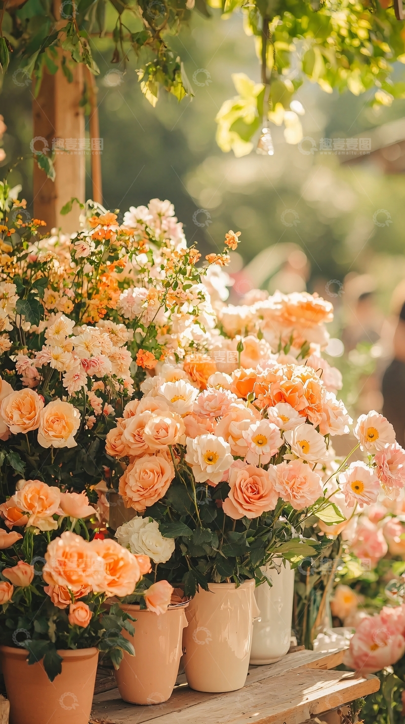 高清大图下载【趣麦麦图】夏日花园中的玫瑰花束