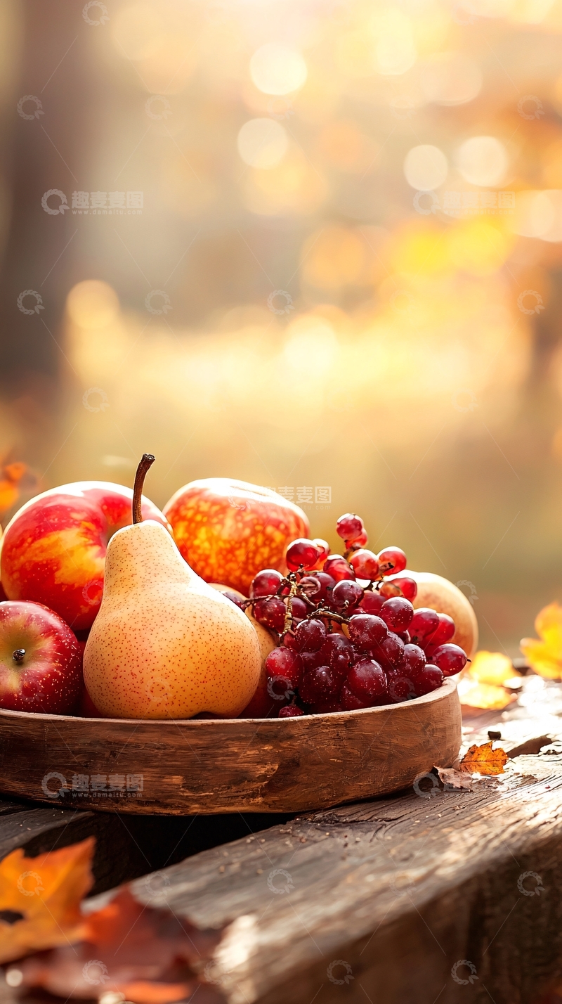 高清大图下载【趣麦麦图】秋日丰收水果篮