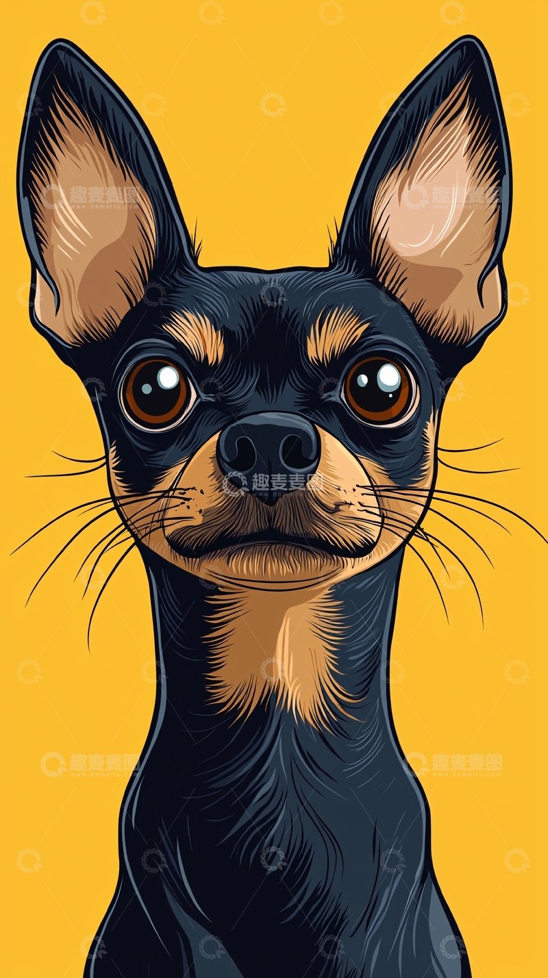 高清大图下载【趣麦麦图】小吉娃娃犬卡通插画