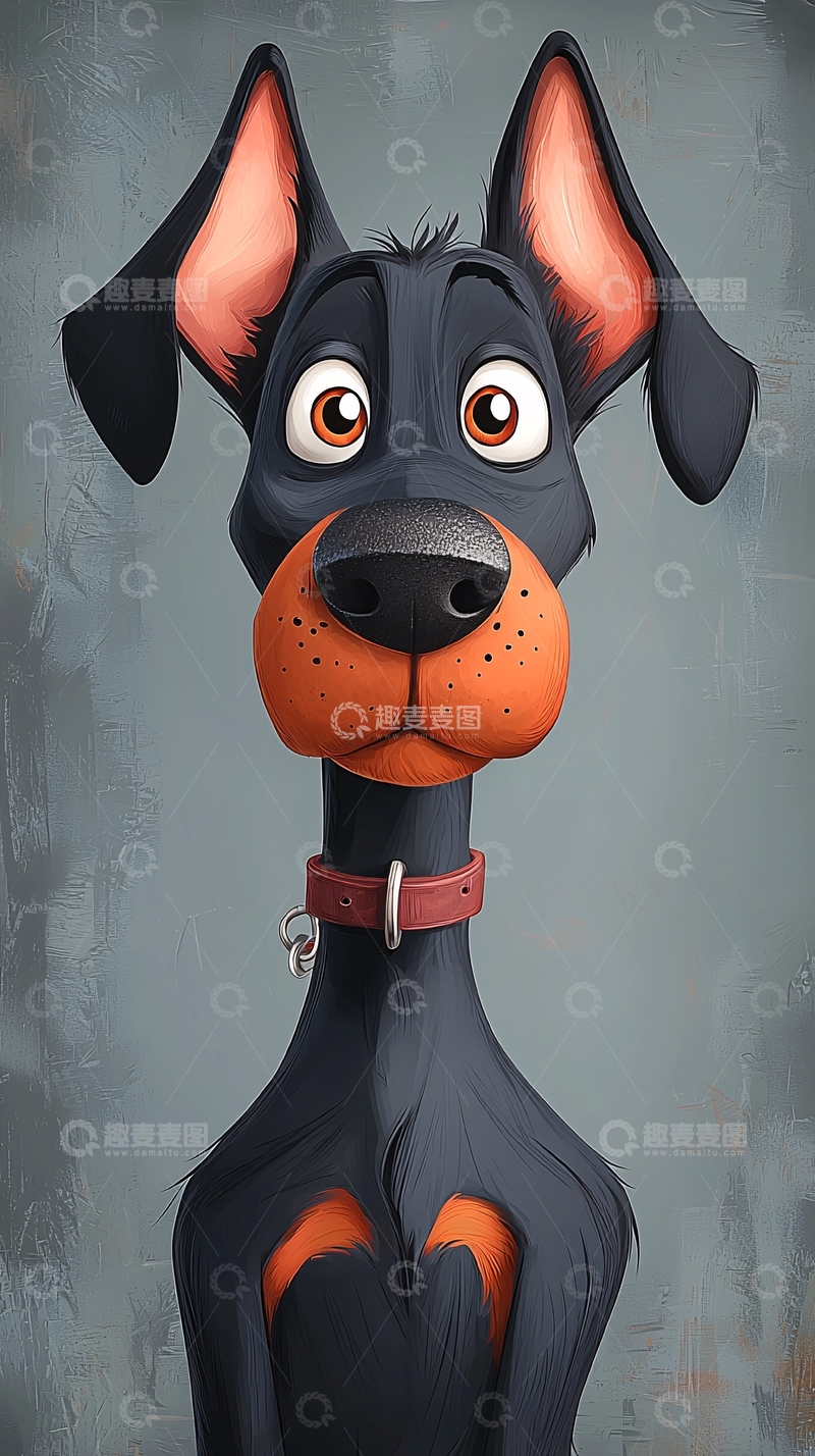 高清大图下载【趣麦麦图】卡通狗头像插画素材