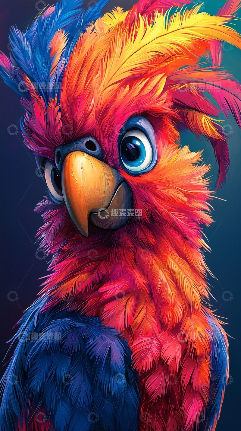 高清大图下载【趣麦麦图】色彩斑斓的鹦鹉头像