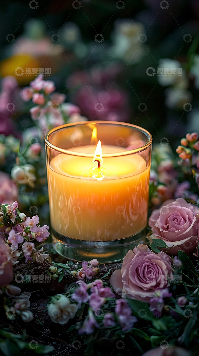 高清大图下载【趣麦麦图】烛光与花香的浪漫场景