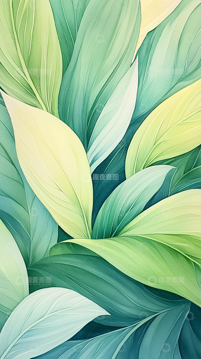 高清大图下载【趣麦麦图】清新绿色植物叶子背景图