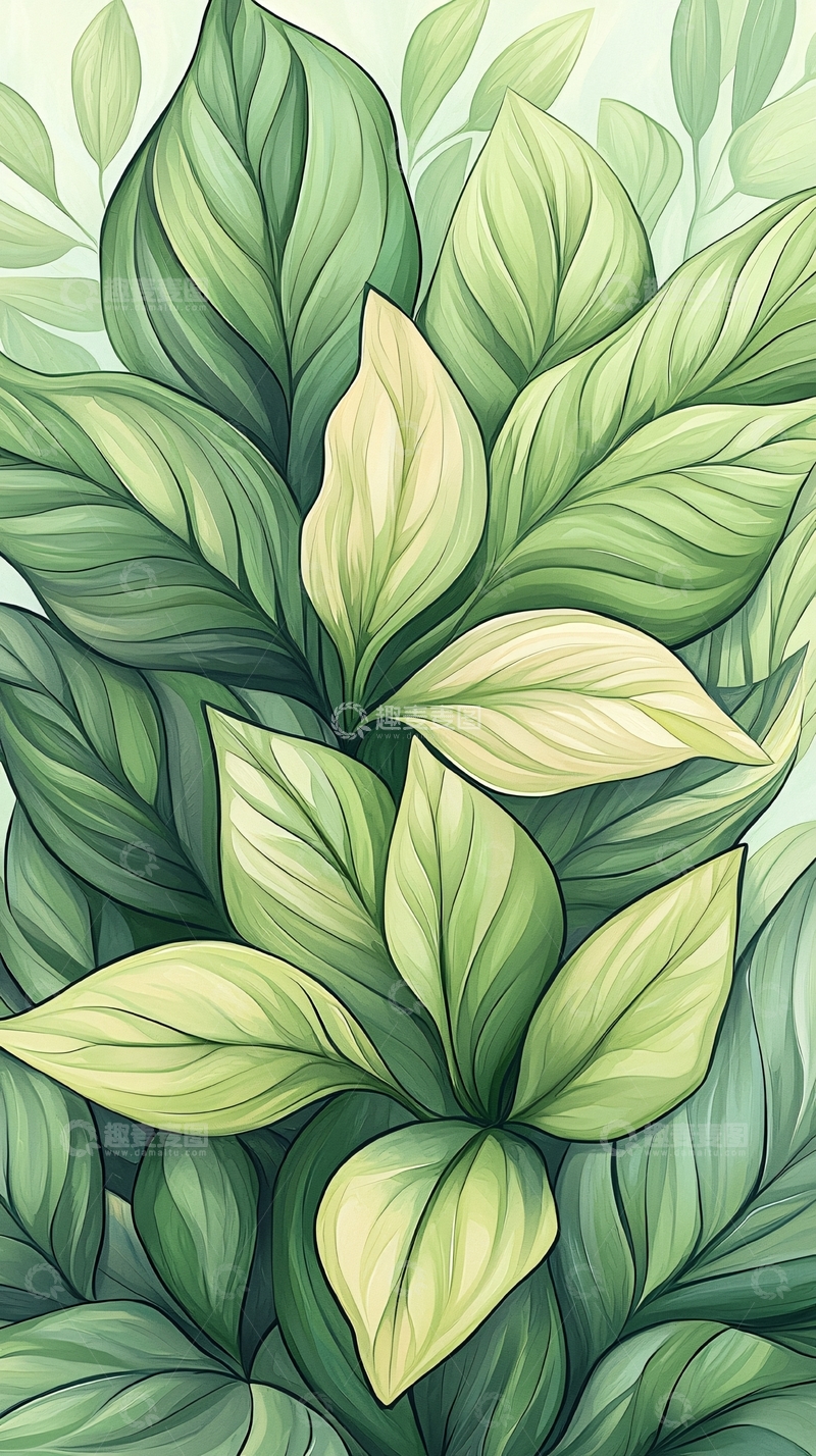高清大图下载【趣麦麦图】绿色植物叶子背景图