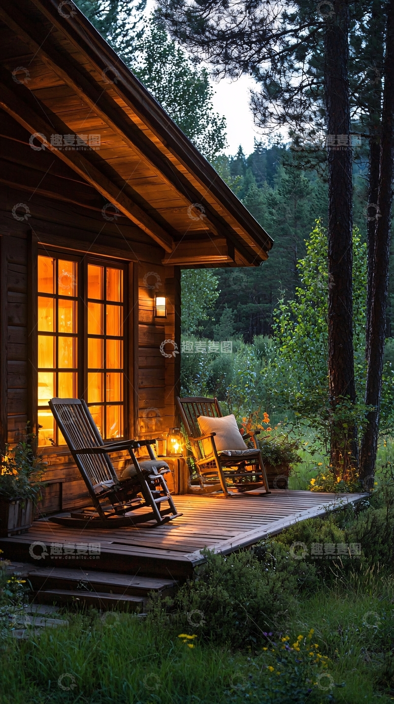 高清大图下载【趣麦麦图】温馨木屋夜景