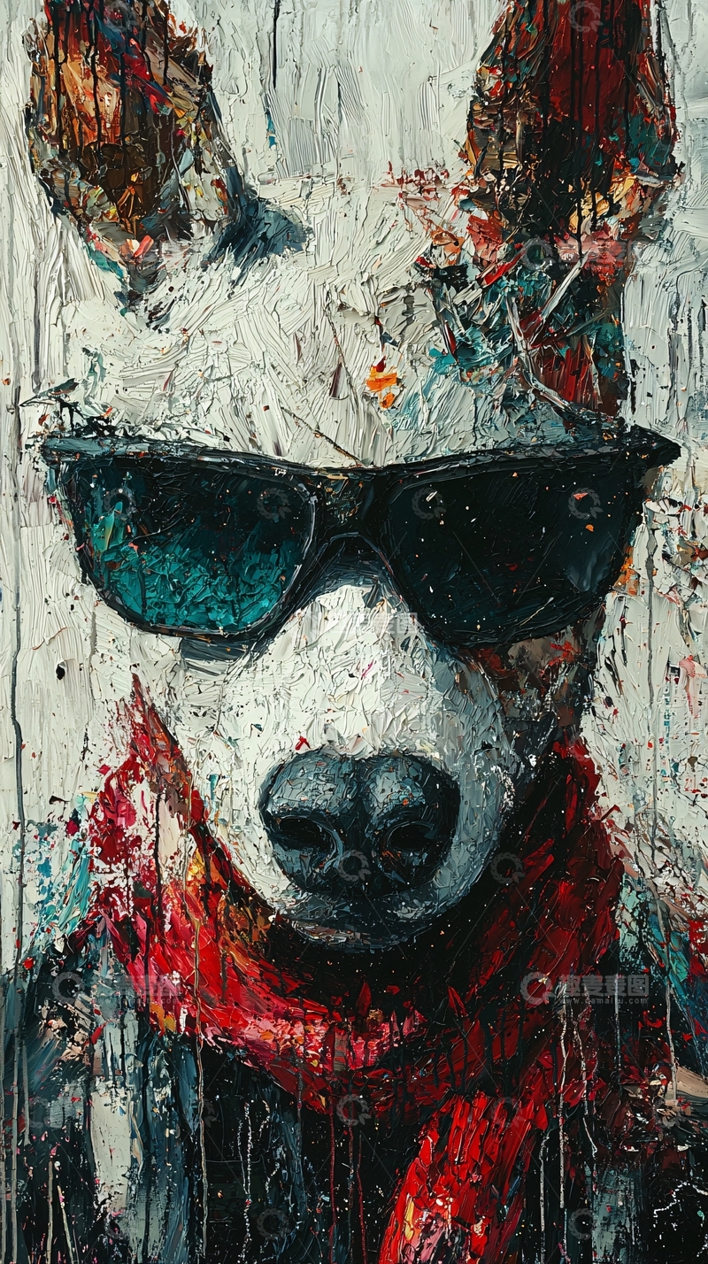 高清大图下载【趣麦麦图】酷熊墨镜涂鸦艺术画
