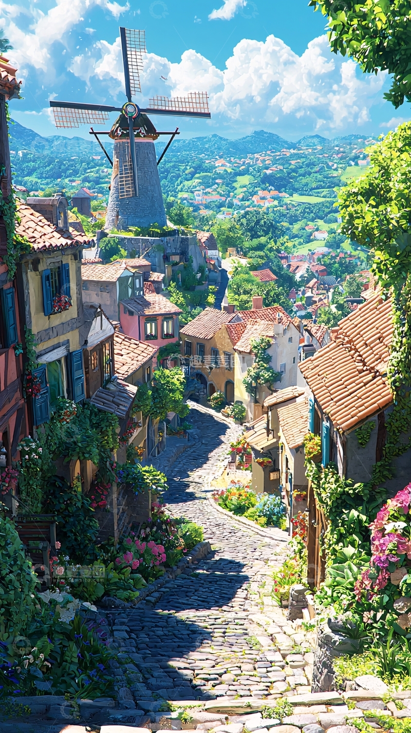 高清大图下载【趣麦麦图】色彩斑斓的童话小镇