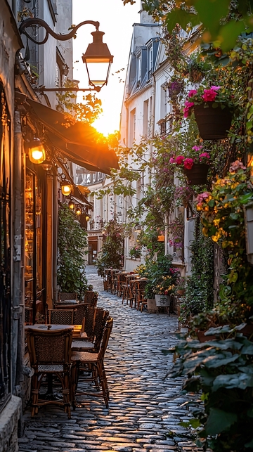 巴黎街头日落小巷