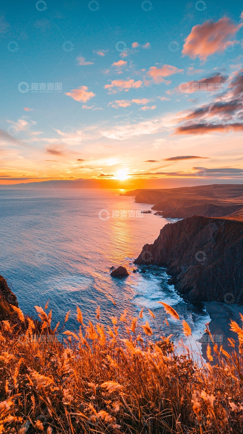 高清大图下载【趣麦麦图】日落海岸线风景