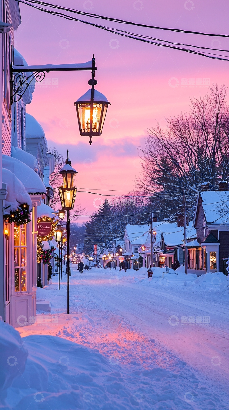 高清大图下载【趣麦麦图】冬日小镇雪景