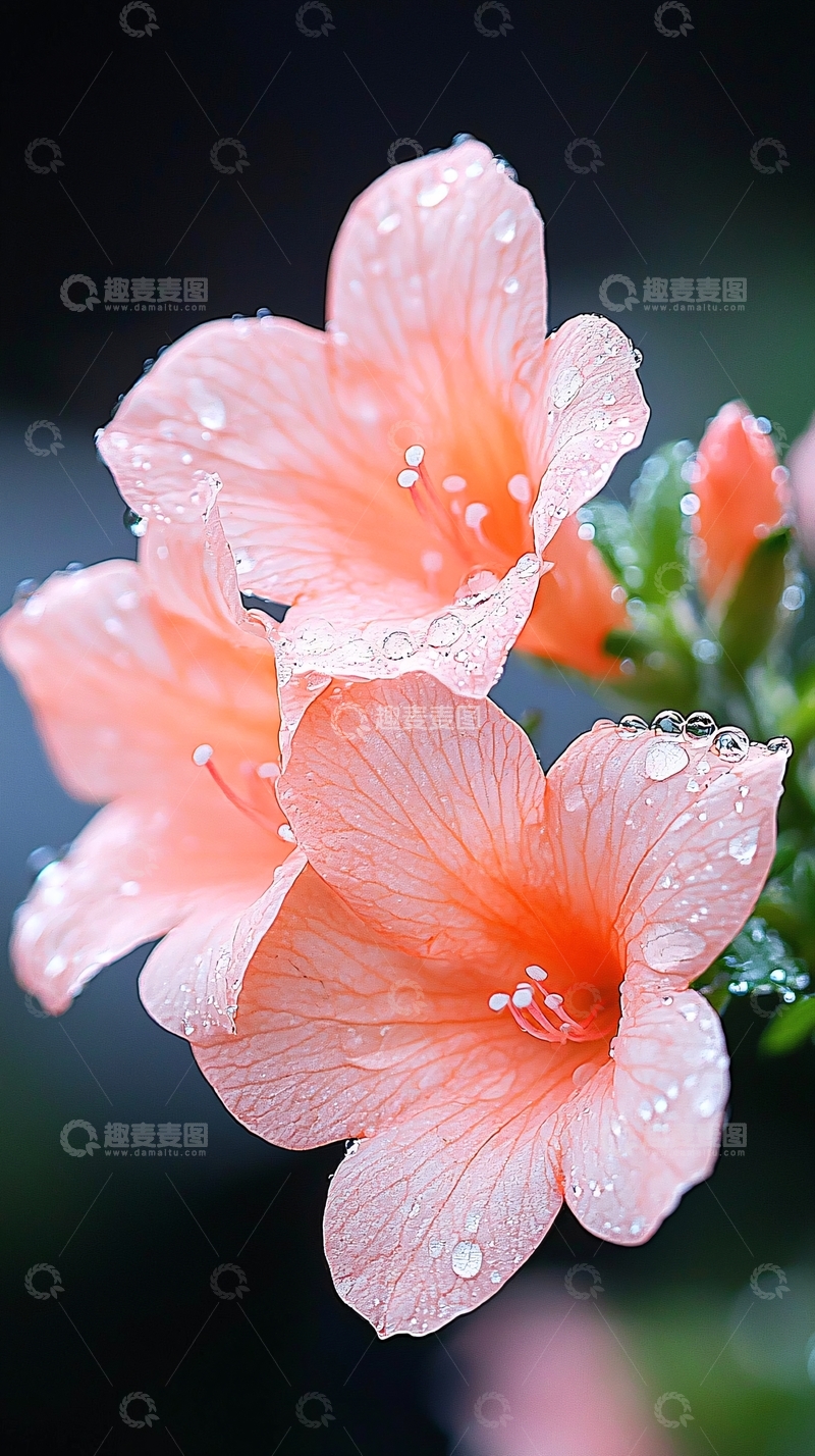 高清大图下载【趣麦麦图】雨后粉红色花朵特写