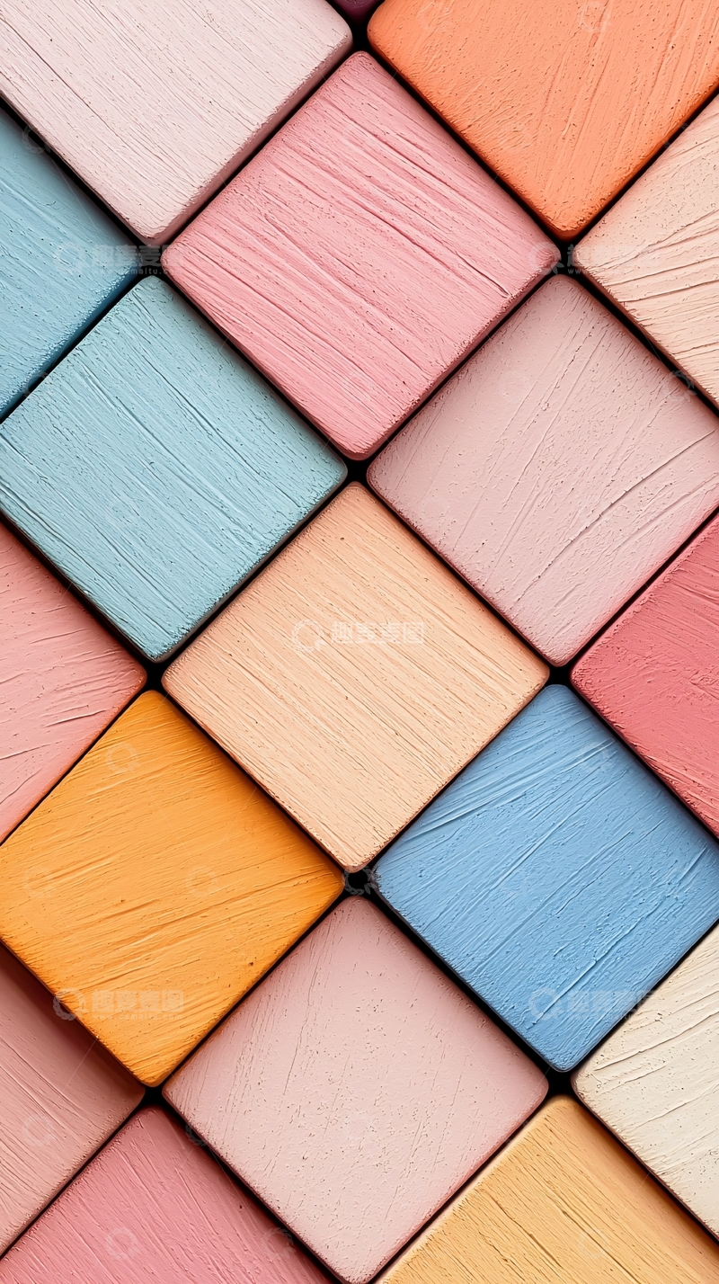 高清大图下载【趣麦麦图】彩色木块拼接背景图