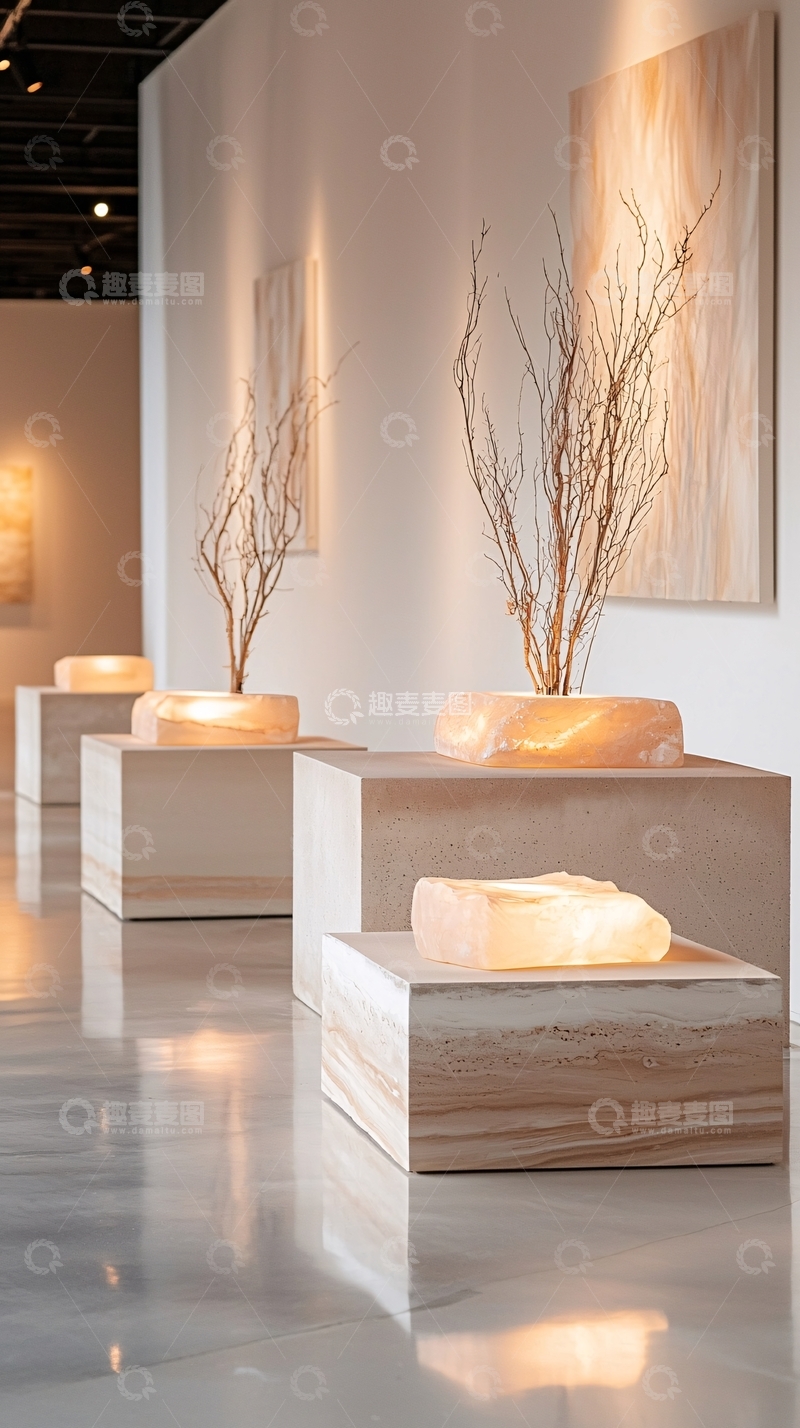 高清大图下载【趣麦麦图】现代艺术展览馆内雕塑展示