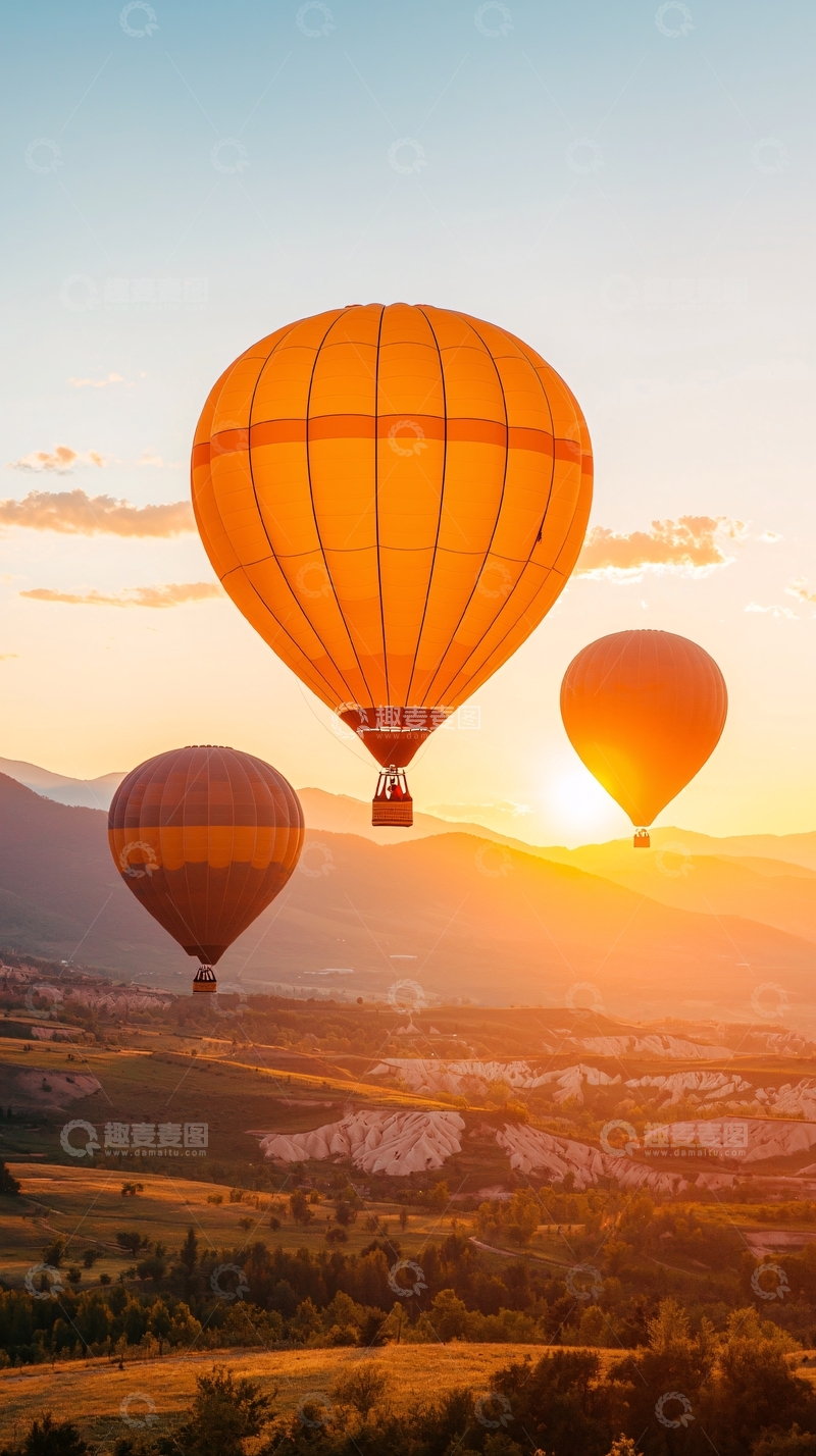 高清大图下载【趣麦麦图】热气球日落风景