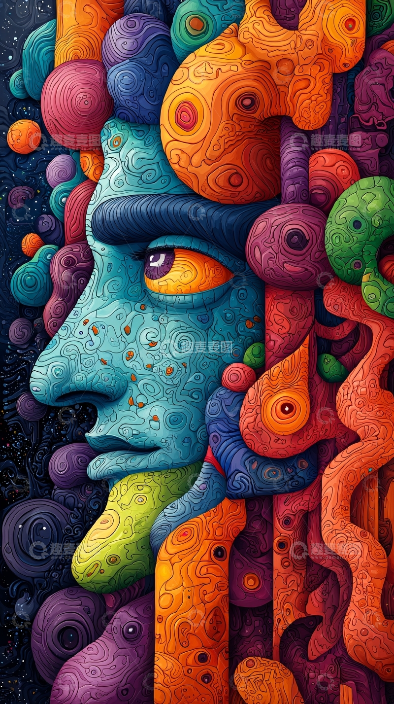 高清大图下载【趣麦麦图】色彩斑斓抽象人物插画