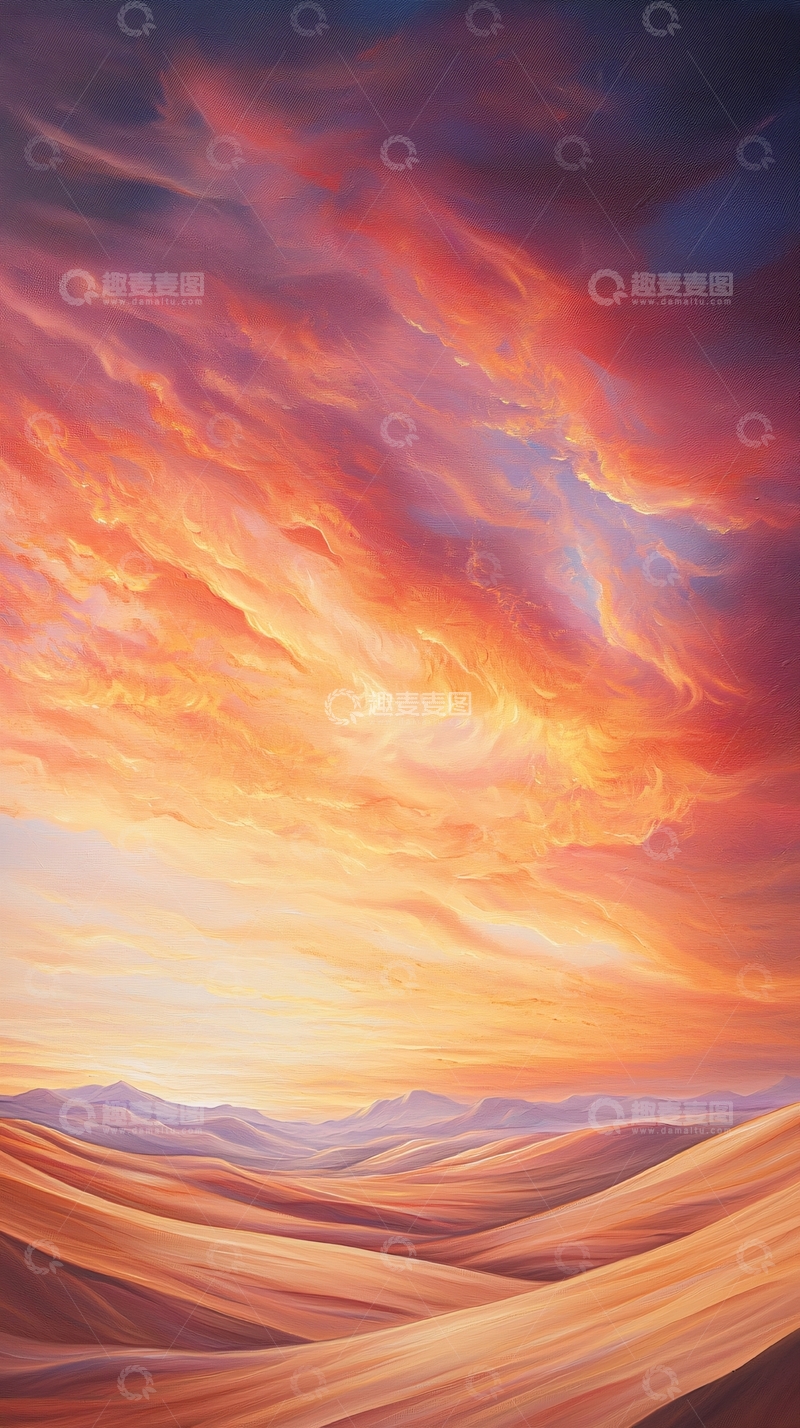 高清大图下载【趣麦麦图】沙漠日落风景画