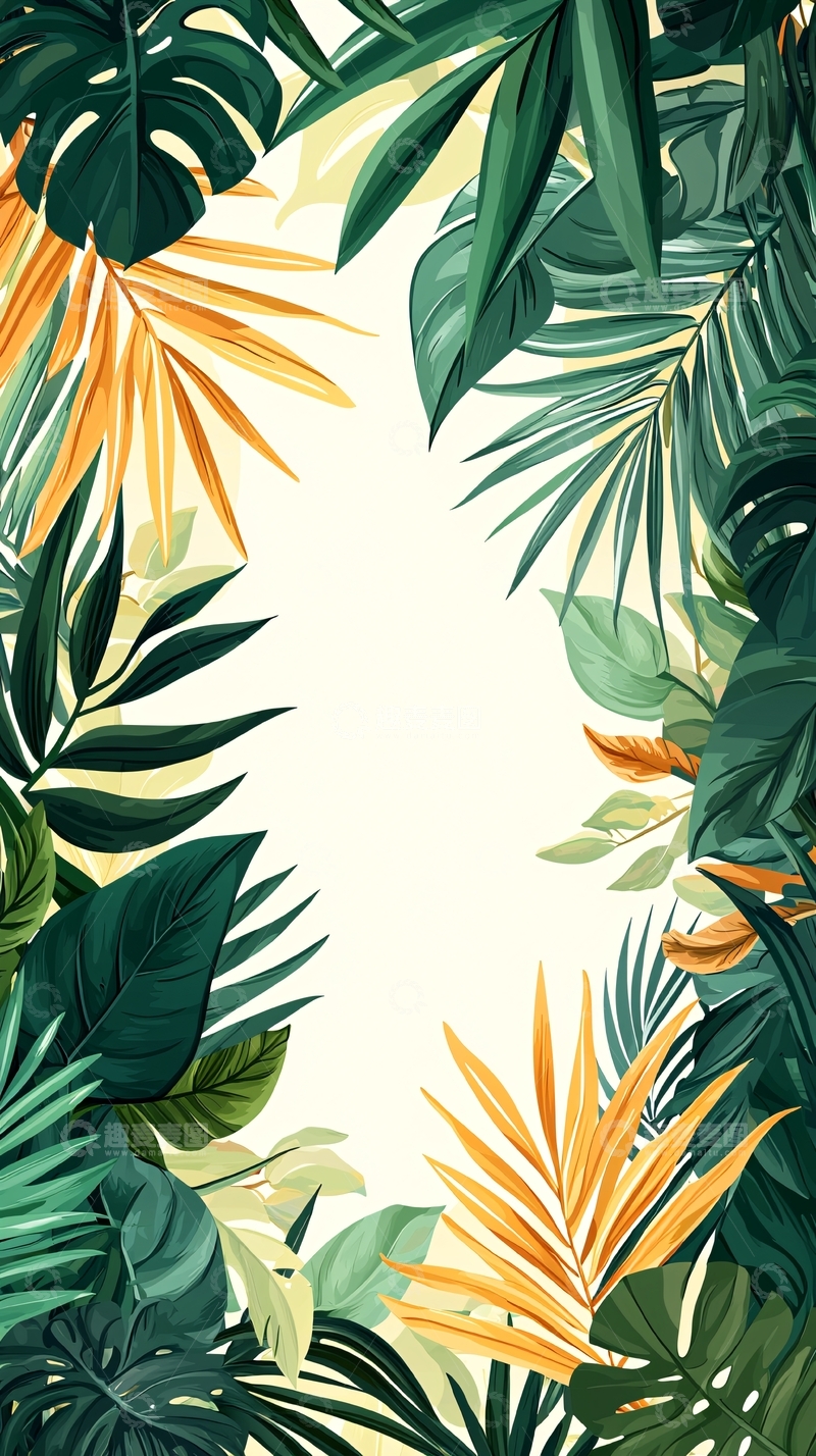 高清大图下载【趣麦麦图】热带植物边框背景图