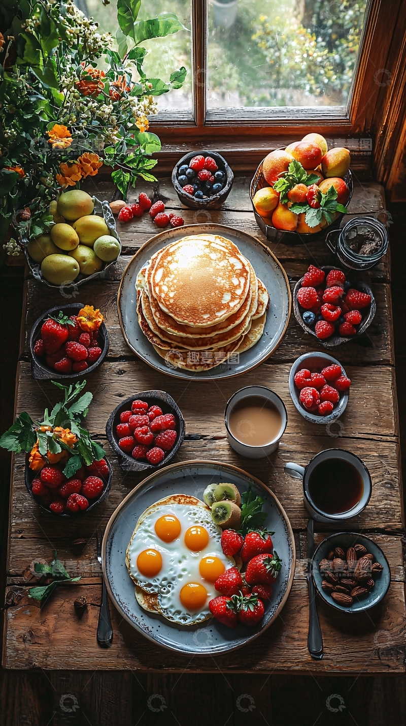 高清大图下载【趣麦麦图】早餐桌上的美味佳肴