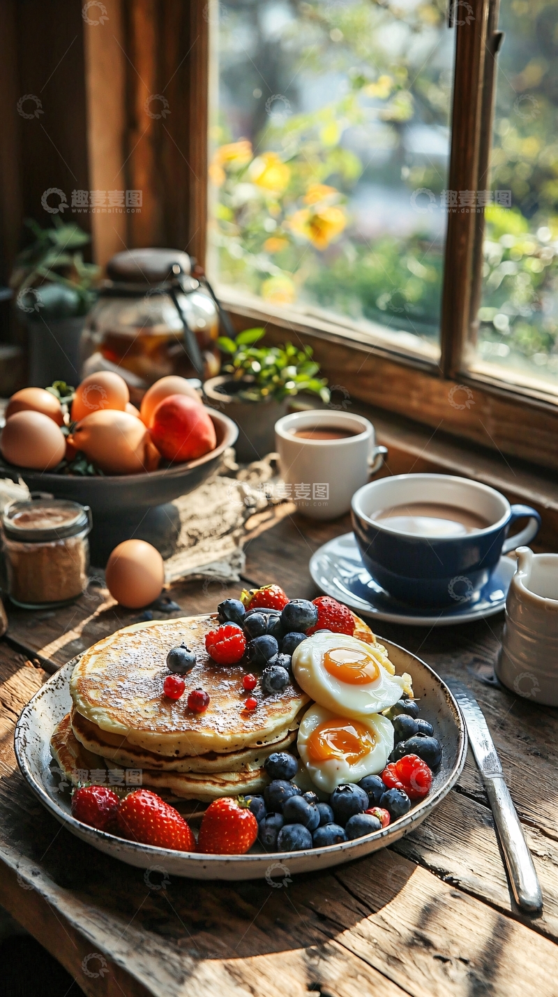 高清大图下载【趣麦麦图】阳光明媚的早餐时光