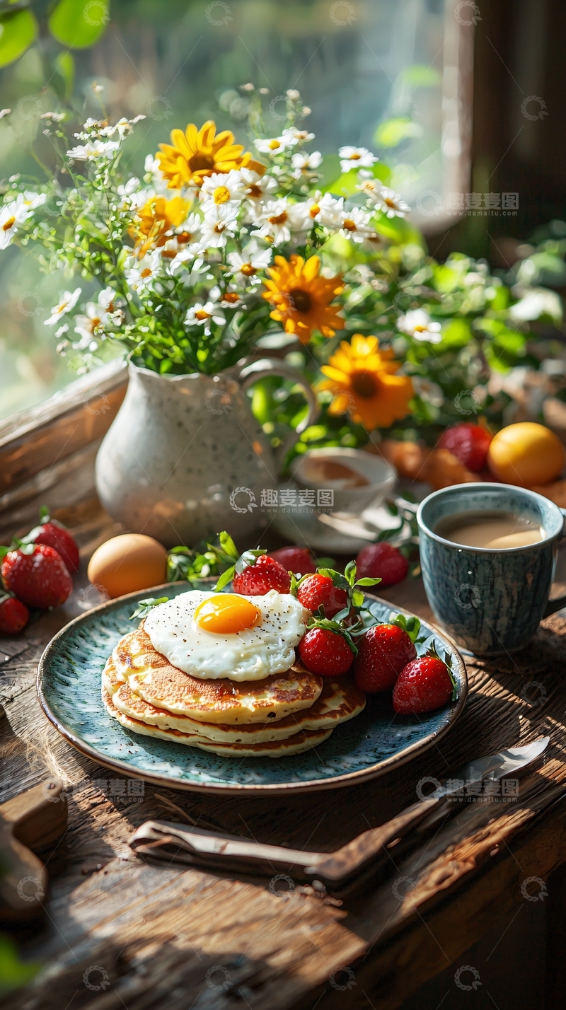 高清大图下载【趣麦麦图】阳光明媚的早餐时光