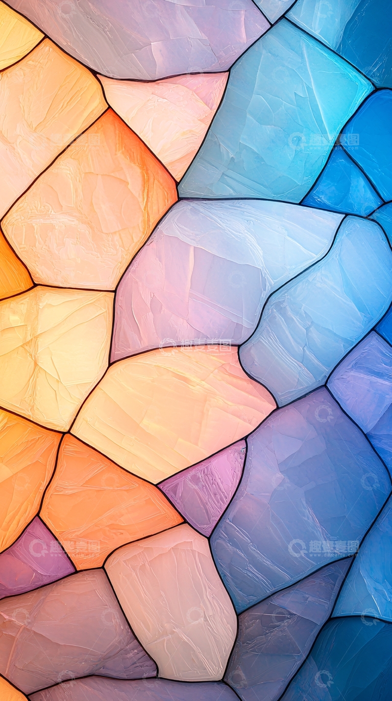 高清大图下载【趣麦麦图】彩色玻璃拼接抽象艺术背景