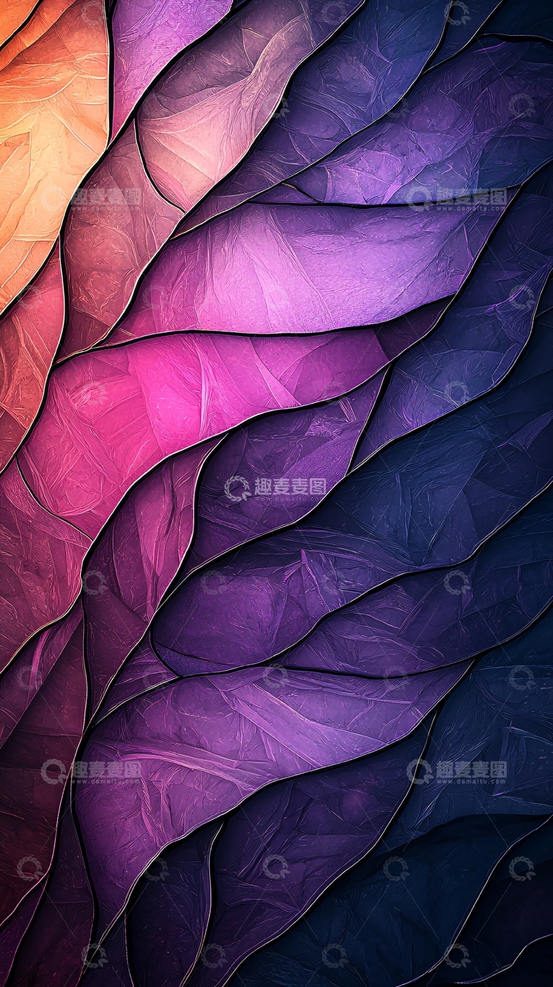 高清大图下载【趣麦麦图】紫色渐变抽象叶子纹理背景