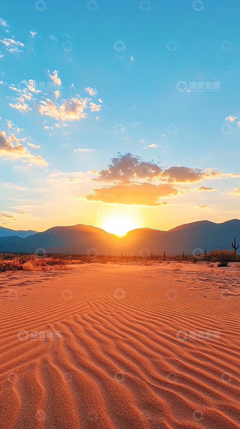 高清大图下载【趣麦麦图】沙漠日落美景