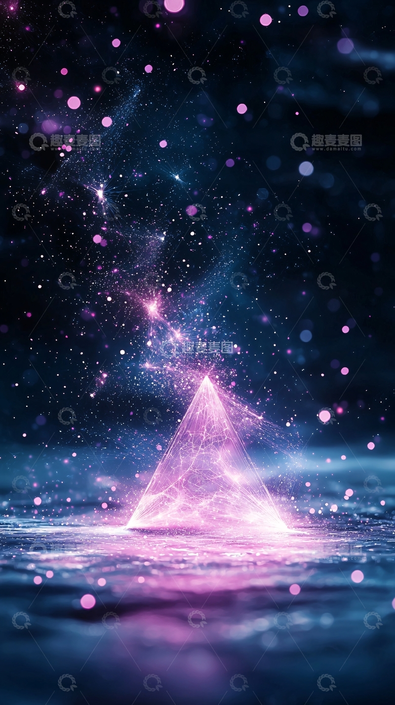 高清大图下载【趣麦麦图】梦幻星空下的金字塔