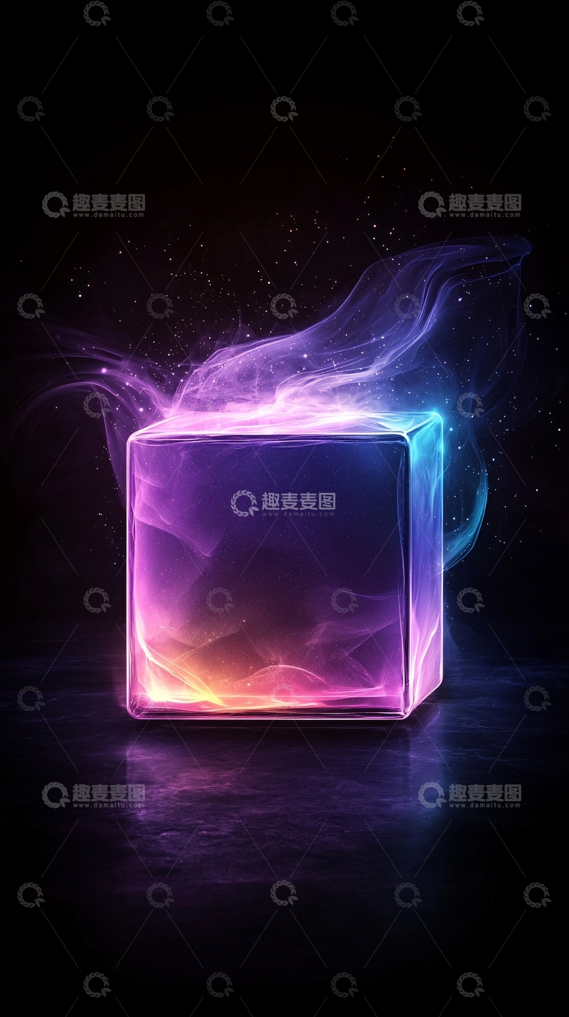高清大图下载【趣麦麦图】梦幻立方体光效背景图
