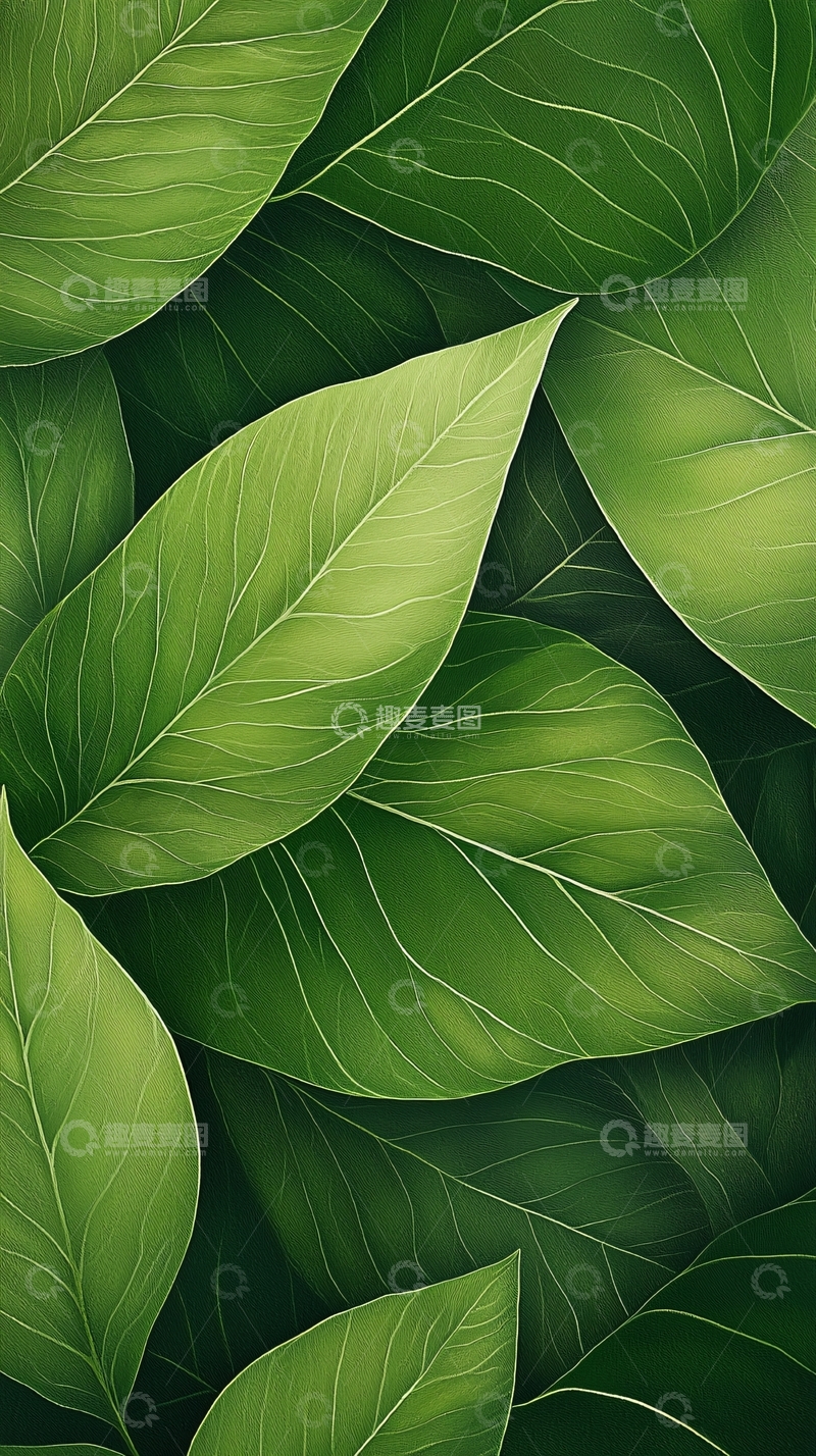 高清大图下载【趣麦麦图】绿色叶子纹理背景图
