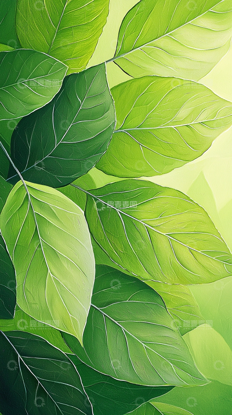 高清大图下载【趣麦麦图】清新绿色叶子背景图