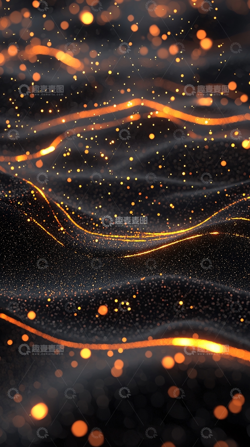 高清大图下载【趣麦麦图】金色光点流动背景