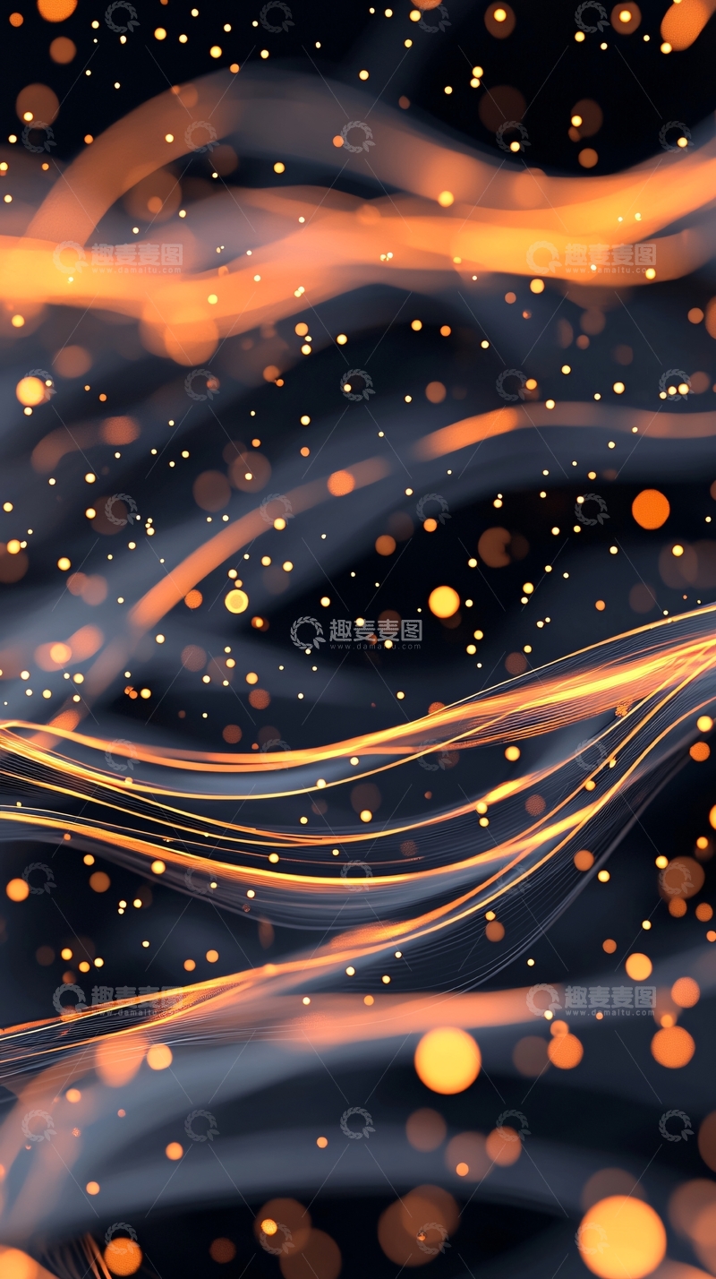 高清大图下载【趣麦麦图】金色光带流动抽象背景
