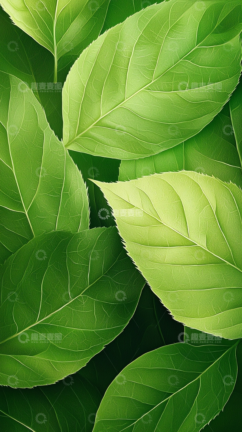 高清大图下载【趣麦麦图】清新自然绿色叶子背景图