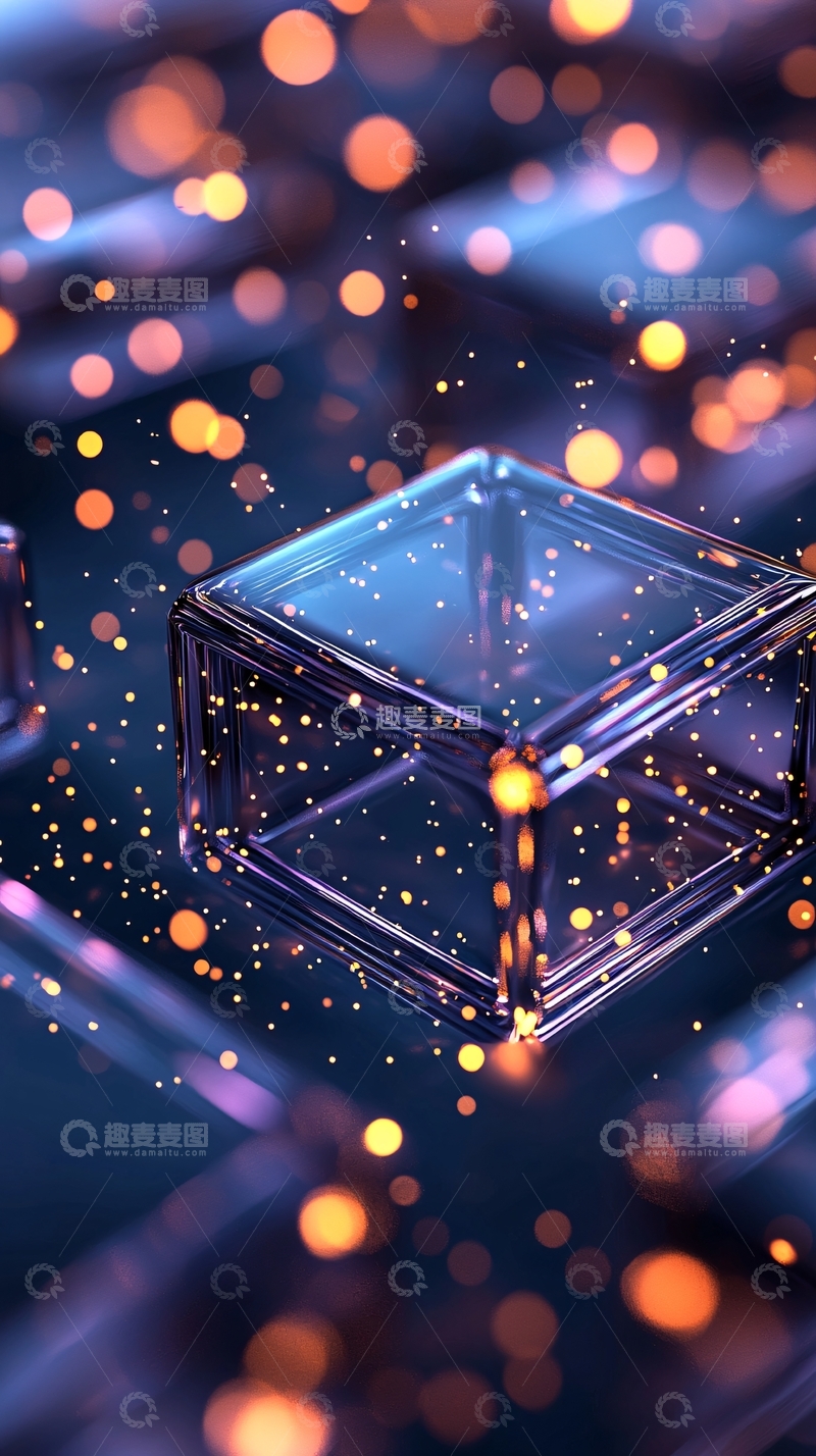 高清大图下载【趣麦麦图】梦幻星空玻璃立方体