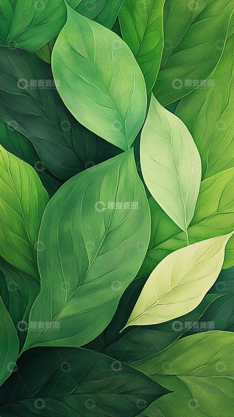 高清大图下载【趣麦麦图】绿色叶子背景素材
